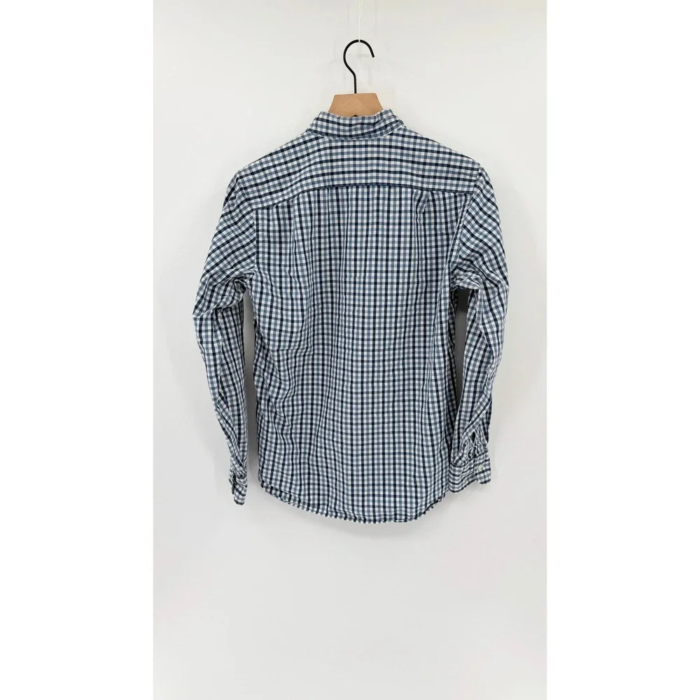J.Crew Button Down Shirt S Gingham Blue White Preppy Classic Business Casual